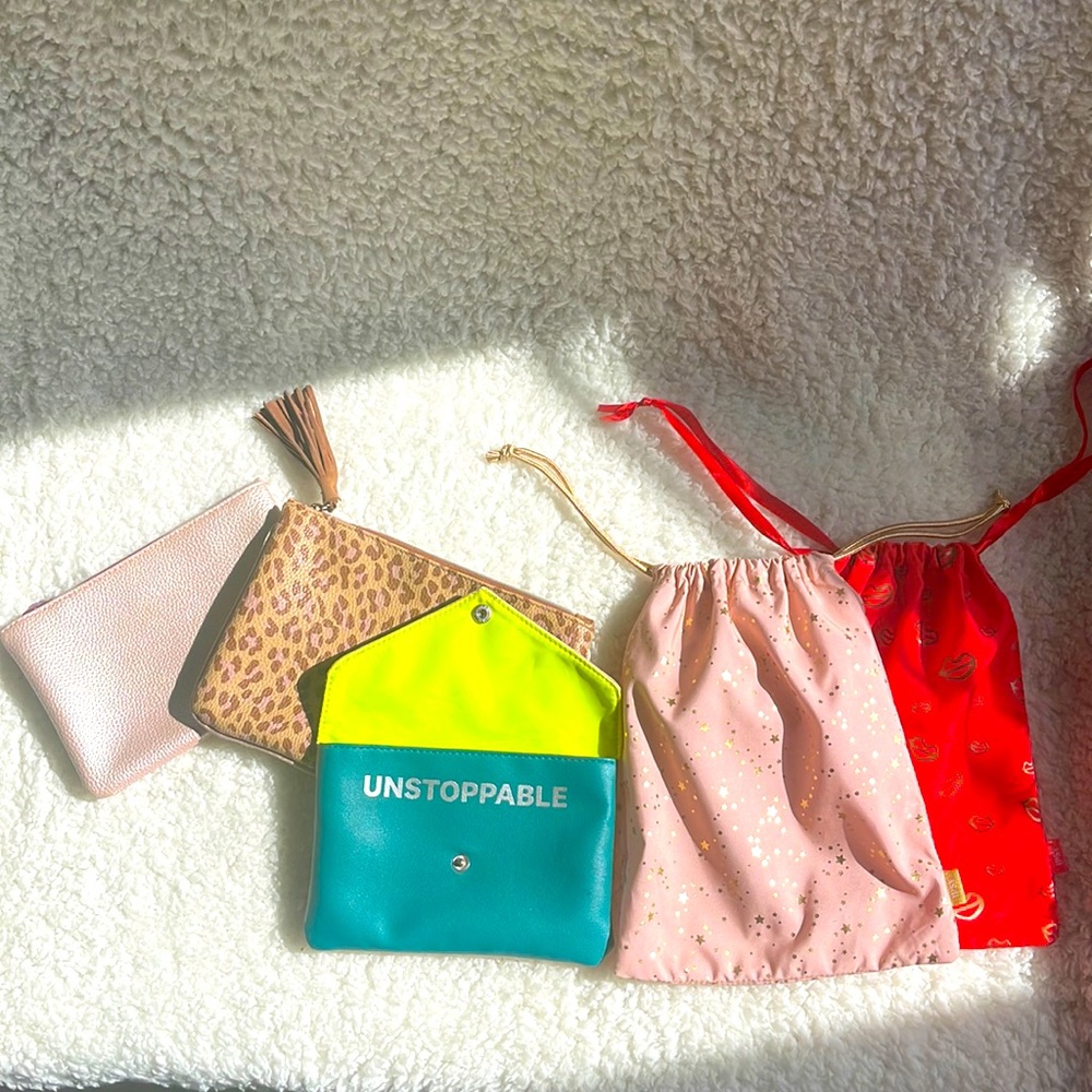 Lot of Five (5) Ipsy Glam Bag/Glam Bag Plus Makeup Storage Bags